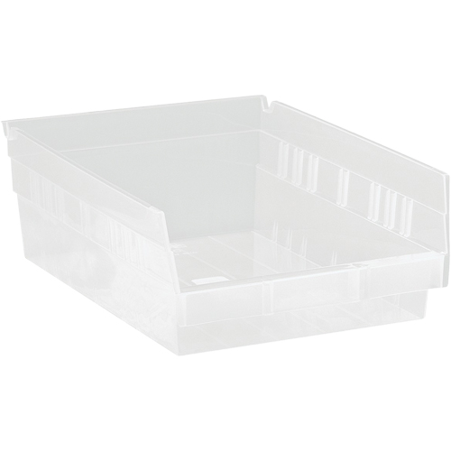 Shelf Bins, 8-3/8" W x 4" H x 11-5/8" D, Clear, 30 lbs. Capacity Groupe Belzile Dickner