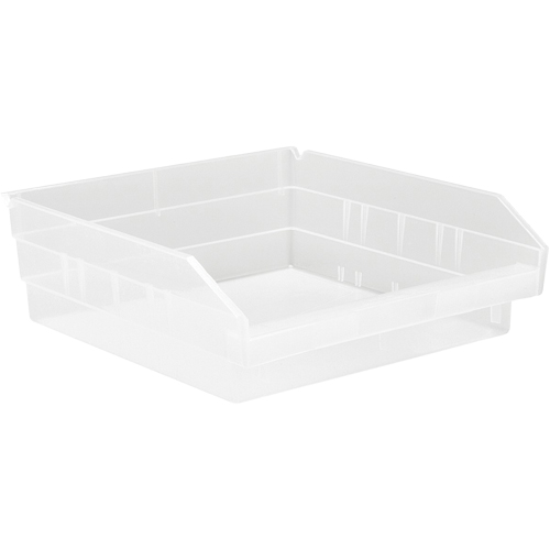 Shelf Bins, 11-1/8" W x 4" H x 11-5/8" D, Clear, 30 lbs. Capacity Groupe Belzile Dickner