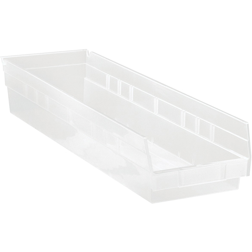 Shelf Bins, 6-5/8" W x 4" H x 23-5/8" D, Clear, 50 lbs. Capacity Groupe Belzile Dickner