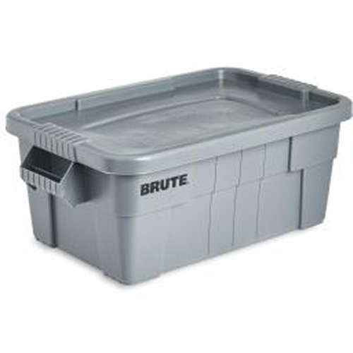 Bac de stockage Brute avec couvercle, 27,88” p x 16,5” la x 10,7" h, Capacit&eacute; 112 lb, Gris Groupe Belzile Dickner