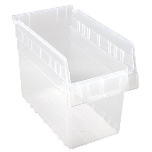 Store-Max Shelf Bins, 6-5/8" W x 8" H x 11-5/8" D, Clear, 44 lbs. Capacity Groupe Belzile Dickner