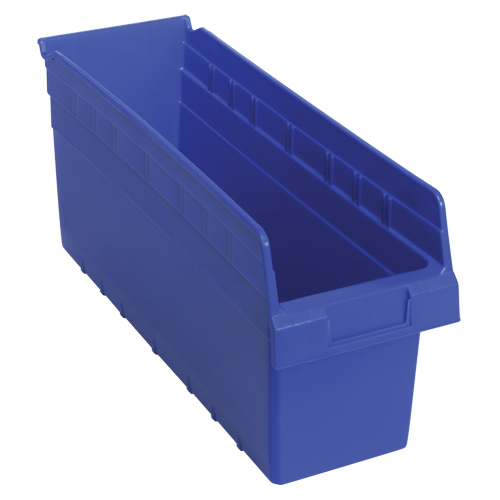 Store-Max Shelf Bins, 6-5/8" W x 8" H x 17-7/8" D, Blue, 56 lbs. Capacity Groupe Belzile Dickner