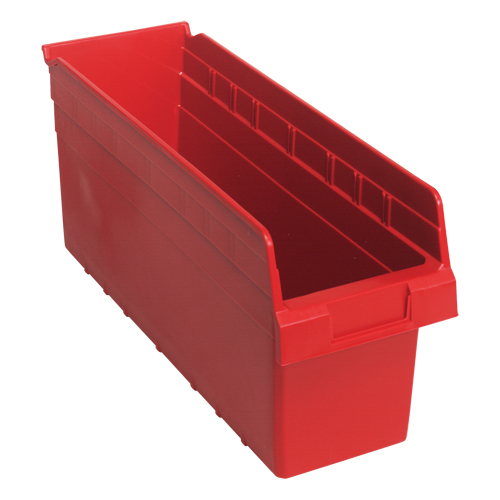 Store-Max Shelf Bins, 6-5/8" W x 8" H x 17-7/8" D, Red, 56 lbs. Capacity Groupe Belzile Dickner