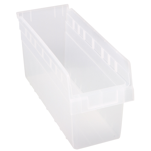 Store-Max Shelf Bins, 6-5/8" W x 8" H x 17-7/8" D, Clear, 56 lbs. Capacity Groupe Belzile Dickner