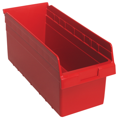 Store-Max Shelf Bins, 8-3/8" W x 8" H x 17-7/8" D, Red, 56 lbs. Capacity Groupe Belzile Dickner