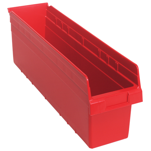 Store-Max Shelf Bins, 6-5/8" W x 8" H x 23-5/8" D, Red, 68 lbs. Capacity Groupe Belzile Dickner