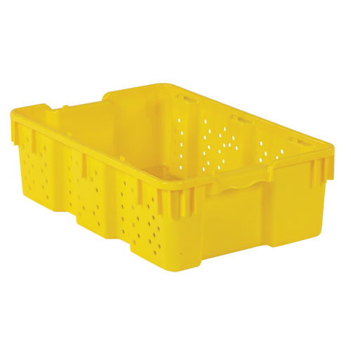 Agricultural Plastic Stack-N-Nest Container, 16" x 23.9" x 7.3", Yellow Groupe Belzile Dickner