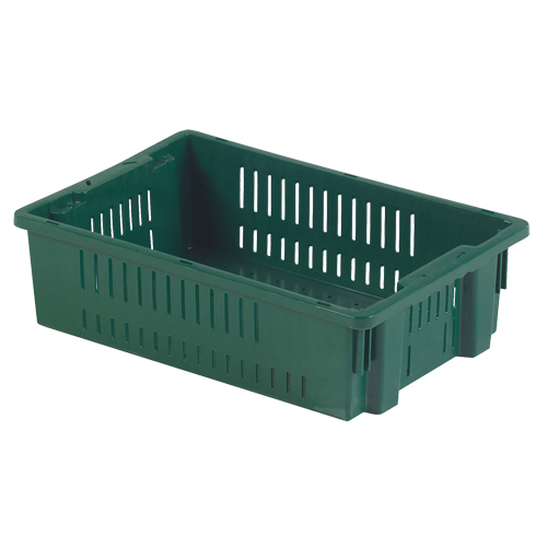 Contenant en plastique empilable Stack-N-Nest pour l'agriculture, 13,1" x 19,7" x 5,6", Vert Groupe Belzile Dickner