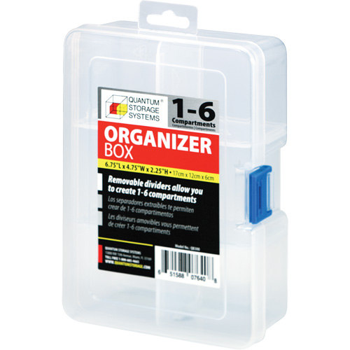 Plastic Compartment Box, 4.75" W x 6.75" D x 2.25" H, 6 Compartments Groupe Belzile Dickner