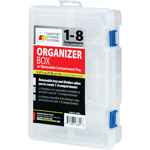Plastic Compartment Box, 6.25" W x 9.25" D x 2.2" H, 8 Compartments Groupe Belzile Dickner