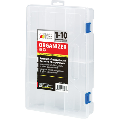 Plastic Compartment Box, 7.75" W x 11.75" D x 2.2" H, 10 Compartments Groupe Belzile Dickner