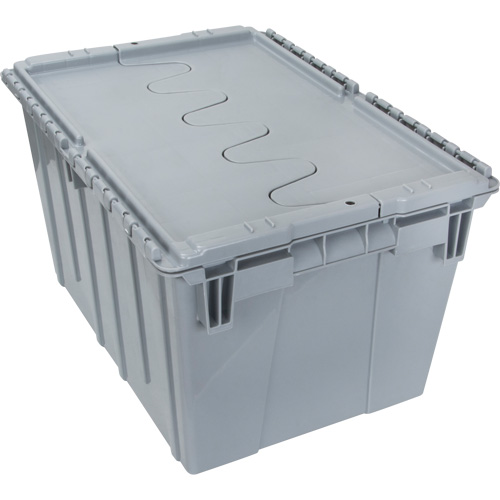 Contenant de distribution en plastique avec dessus basculant, 21,65" x 15,5" x 12,5", Gris Groupe Belzile Dickner