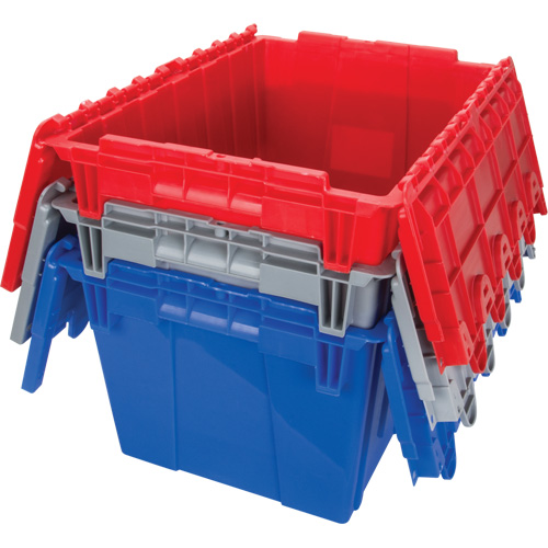 Contenant de distribution en plastique avec dessus basculant, 21,65" x 15,5" x 12,5", Gris Groupe Belzile Dickner
