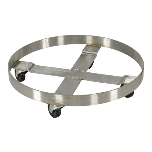 Chariots pour barils, Acier inoxydable, Capacit&eacute;e 800 lb, Diam&egrave;tre 23-1/4", Roue en Caoutchouc Groupe Belzile Dickner