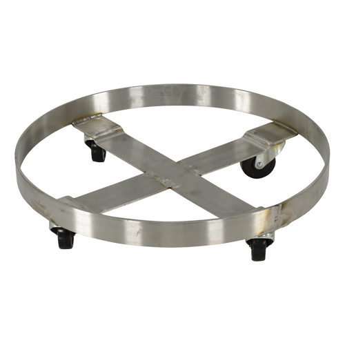 Chariots pour barils, Acier inoxydable, Capacit&eacute;e 800 lb, Diam&egrave;tre 23-1/4", Roue en Caoutchouc Groupe Belzile Dickner