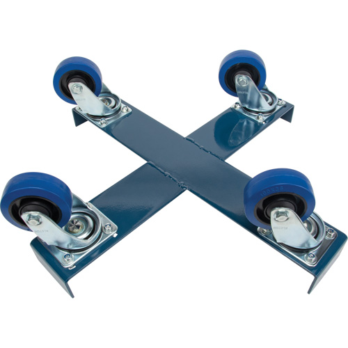 Chariot pour baril, Acier, Capacit&eacute;e 1400 lb, Diam&egrave;tre 24", Roue en &eacute;lastique bleu Groupe Belzile Dickner