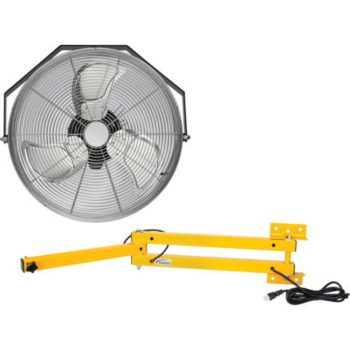 Trousse de ventilateur pour poste de travail industriel avec bras double verrouillable, Dia 18", 3 vitesses Groupe Belzile Dickner