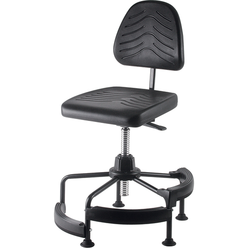 Industrial Stool, Stationary, Adjustable, 38" - 45", Polyurethane Seat, Black Groupe Belzile Dickner