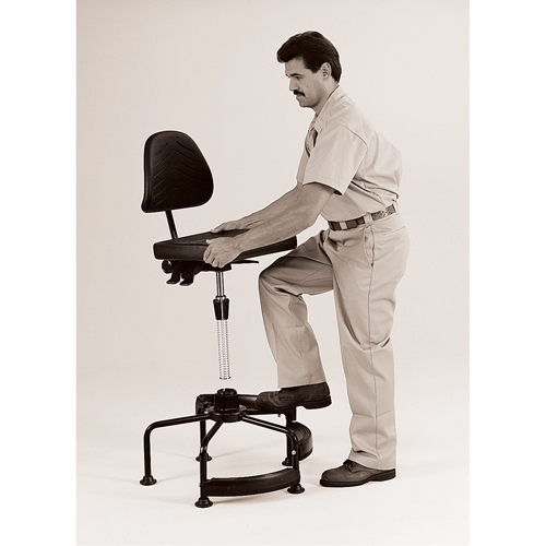 Industrial Stool, Stationary, Adjustable, 38" - 45", Polyurethane Seat, Black Groupe Belzile Dickner
