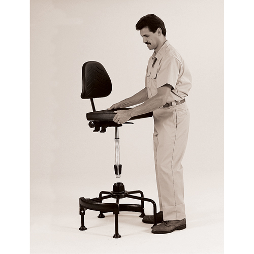 Industrial Stool, Stationary, Adjustable, 38" - 45", Polyurethane Seat, Black Groupe Belzile Dickner