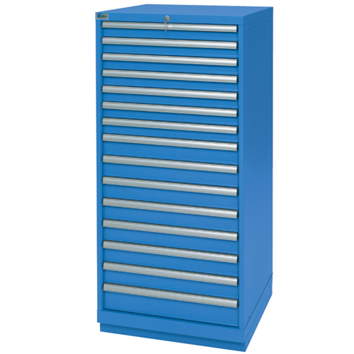 Armoires de rangement avec tiroirs, 15 tiroirs, 28-1/4" la x 28-1/2" p x 59-1/2" h, Bleu brillant Groupe Belzile Dickner