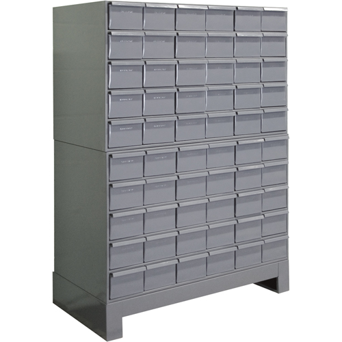 Industrial Drawer Cabinets With Base, 60 Drawers, 34-1/8" W x 12-1/4" D x 48-1/8" H, Grey Groupe Belzile Dickner