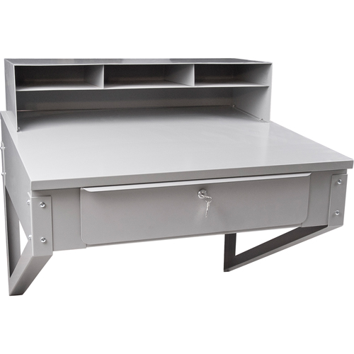 Wall-Mounted Shop Desk, 34-1/2" W x 28" D x 31" H, Grey Groupe Belzile Dickner