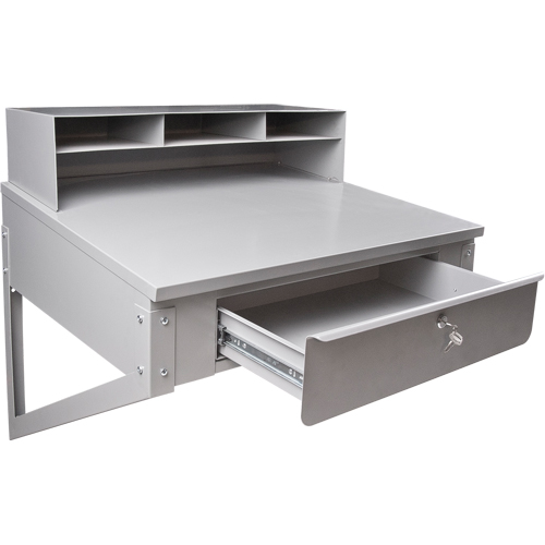 Wall-Mounted Shop Desk, 34-1/2" W x 28" D x 31" H, Grey Groupe Belzile Dickner