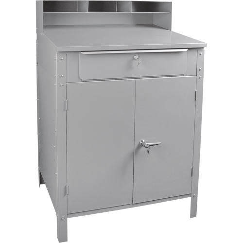 Cabinet Style Shop Desk, 34-1/2" W x 30" D x 53" H, Grey Groupe Belzile Dickner