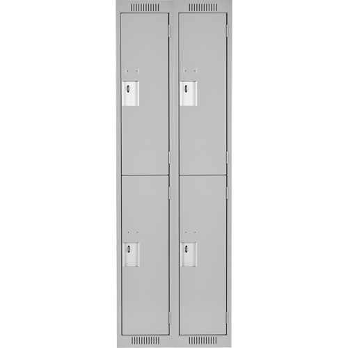 Clean Line Lockers, 2 -tier, Bank of 2, 24" x 18" x 72", Steel, Grey, Rivet (Assembled) Groupe Belzile Dickner