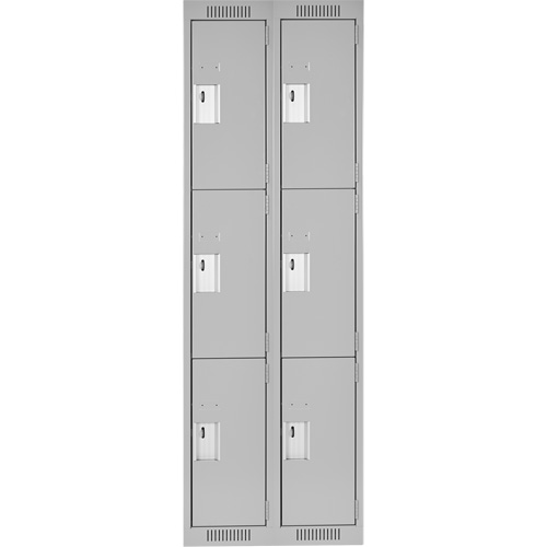 Clean Line Lockers, 3 -tier, Bank of 2, 24" x 18" x 72", Steel, Grey, Rivet (Assembled) Groupe Belzile Dickner