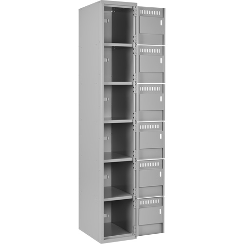 Clean Line Lockerettes, 6 -tier, Bank of 4, 48" x 18" x 72", Steel, Grey, Rivet (Assembled) Groupe Belzile Dickner