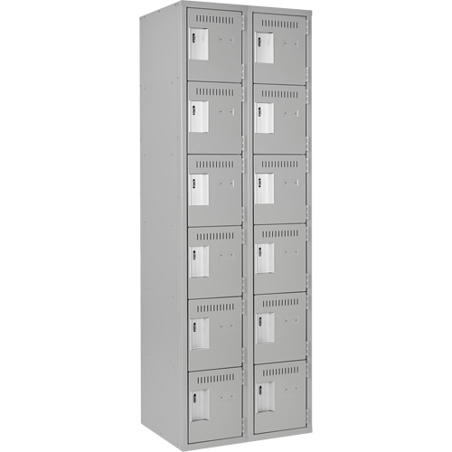 Clean Line Lockerettes, 6 -tier, Bank of 2, 24" x 18" x 72", Steel, Grey, Rivet (Assembled) Groupe Belzile Dickner