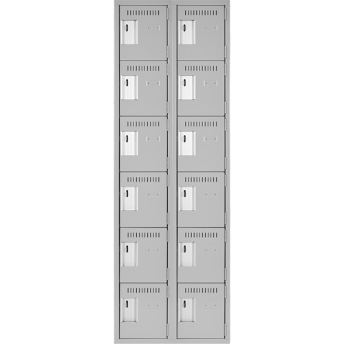 Clean Line Lockerettes, 6 -tier, Bank of 2, 24" x 18" x 72", Steel, Grey, Rivet (Assembled) Groupe Belzile Dickner