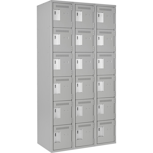 Clean Line Lockerettes, 6 -tier, Bank of 3, 36" x 18" x 72", Steel, Grey, Rivet (Assembled) Groupe Belzile Dickner