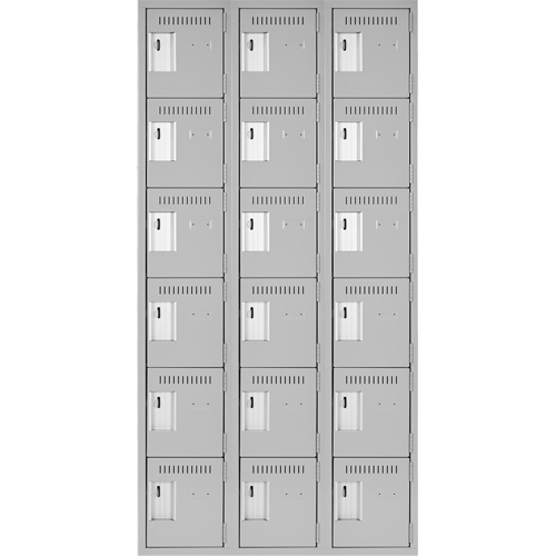 Clean Line Lockerettes, 6 -tier, Bank of 3, 36" x 18" x 72", Steel, Grey, Rivet (Assembled) Groupe Belzile Dickner