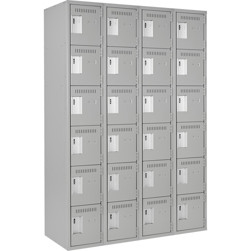 Clean Line Lockerettes, 6 -tier, Bank of 4, 48" x 18" x 72", Steel, Grey, Rivet (Assembled) Groupe Belzile Dickner