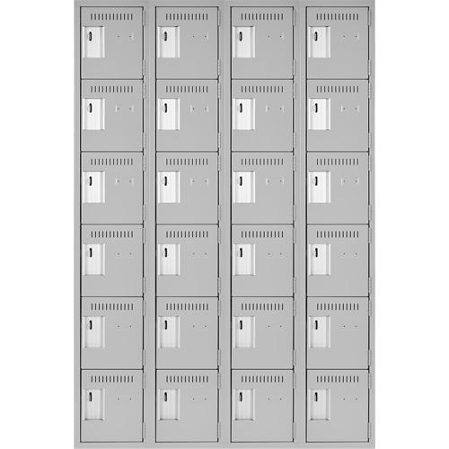 Clean Line Lockerettes, 6 -tier, Bank of 4, 48" x 18" x 72", Steel, Grey, Rivet (Assembled) Groupe Belzile Dickner