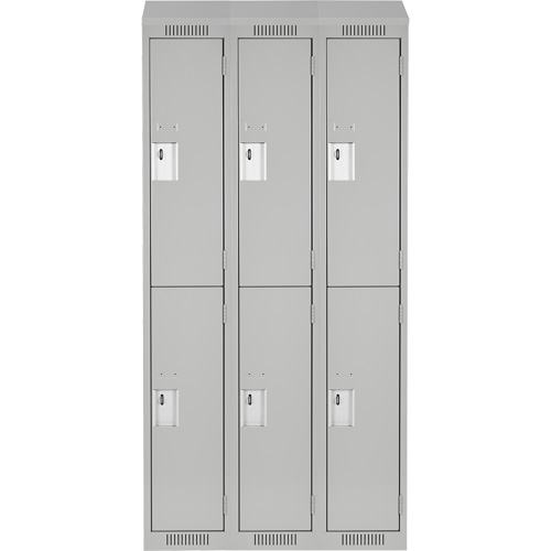 Clean Line Lockers, 2 -tier, Bank of 3, 36" x 18" x 78", Steel, Grey, Rivet (Assembled) Groupe Belzile Dickner