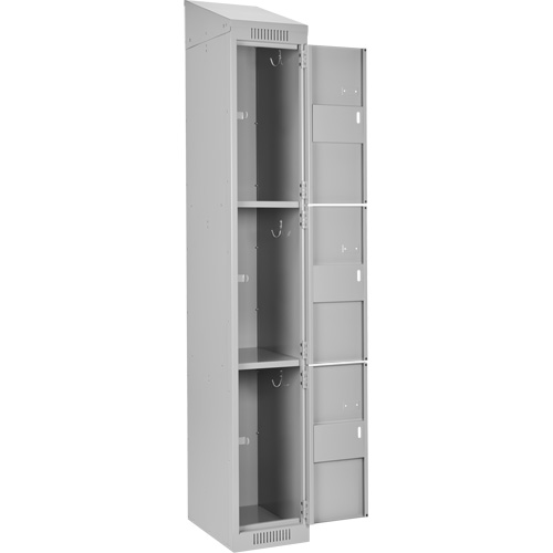 Clean Line Lockers, 3 -tier, Bank of 4, 48" x 18" x 78", Steel, Grey, Rivet (Assembled) Groupe Belzile Dickner