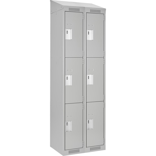Clean Line Lockers, 3 -tier, Bank of 2, 24" x 18" x 78", Steel, Grey, Rivet (Assembled) Groupe Belzile Dickner