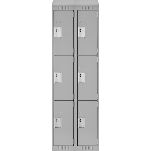 Clean Line Lockers, 3 -tier, Bank of 2, 24" x 18" x 78", Steel, Grey, Rivet (Assembled) Groupe Belzile Dickner