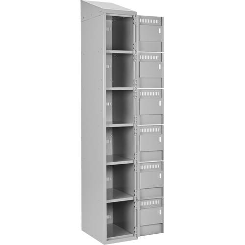 Clean Line Lockerette , 6 -tier, Bank of 4, 48" x 18" x 78", Steel, Grey, Rivet (Assembled) Groupe Belzile Dickner