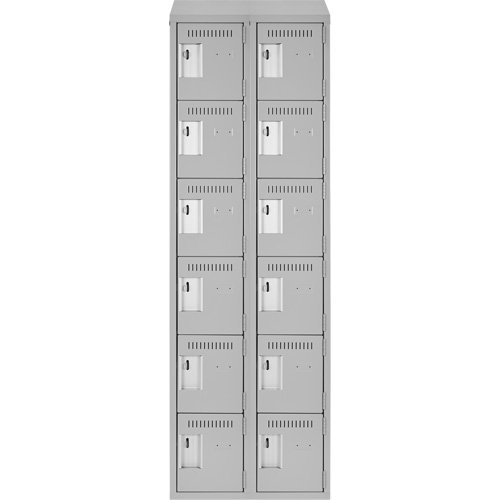 Clean Line Lockerette , 6 -tier, Bank of 2, 24" x 18" x 78", Steel, Grey, Rivet (Assembled) Groupe Belzile Dickner