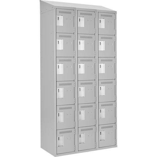 Clean Line Lockerette , 6 -tier, Bank of 3, 36" x 18" x 78", Steel, Grey, Rivet (Assembled) Groupe Belzile Dickner