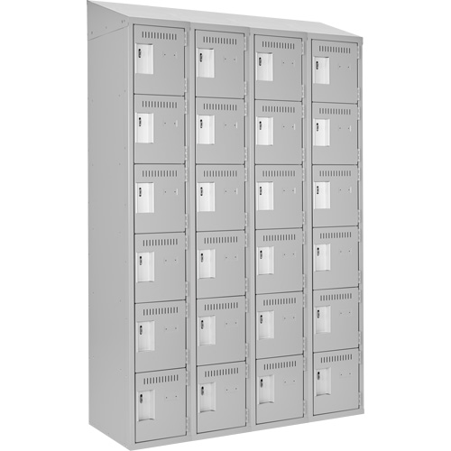 Clean Line Lockerette , 6 -tier, Bank of 4, 48" x 18" x 78", Steel, Grey, Rivet (Assembled) Groupe Belzile Dickner