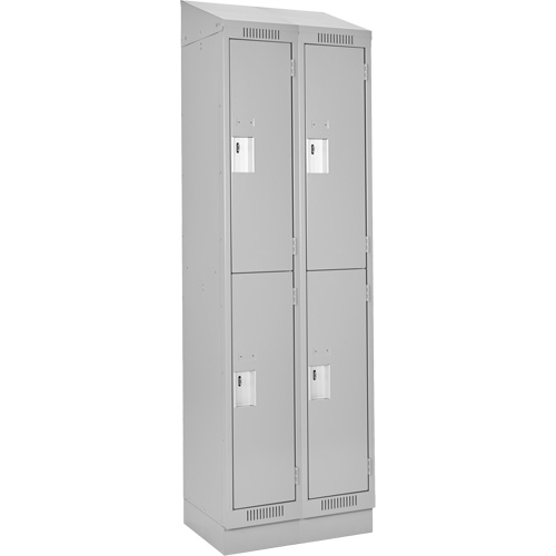 Clean Line Lockers, 2 -tier, Bank of 2, 24" x 18" x 82", Steel, Grey, Rivet (Assembled) Groupe Belzile Dickner