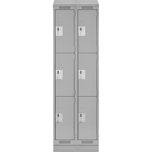 Clean Line Lockers, 3 -tier, Bank of 2, 24" x 18" x 82", Steel, Grey, Rivet (Assembled) Groupe Belzile Dickner