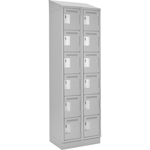 Clean Line Lockerette, 6 -tier, Bank of 2, 24" x 18" x 82", Steel, Grey, Rivet (Assembled) Groupe Belzile Dickner