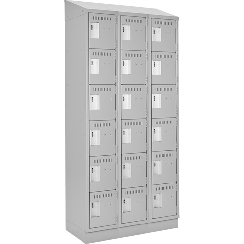 Clean Line Lockerette, 6 -tier, Bank of 3, 36" x 18" x 82", Steel, Grey, Rivet (Assembled) Groupe Belzile Dickner